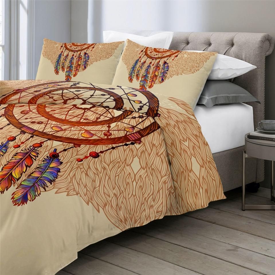 Feathers Gemstones Dreamcatcher Duvet Cover Bedding Set feathers gemstones dreamcatcher duvet cover bedding set 5921