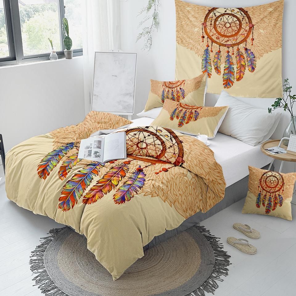 Feathers Gemstones Dreamcatcher Duvet Cover Bedding Set feathers gemstones dreamcatcher duvet cover bedding set 8434