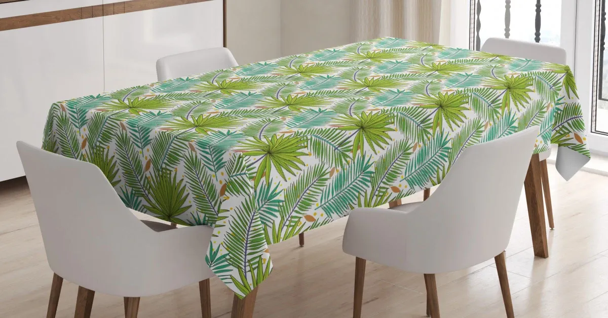 fern leaves sketch style 3d printed tablecloth table decor 8059