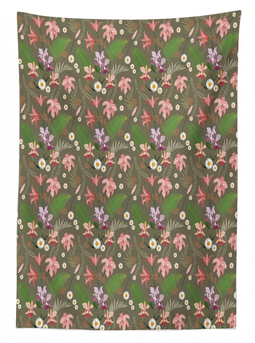 ferns and flowers design 3d printed tablecloth table decor 1548