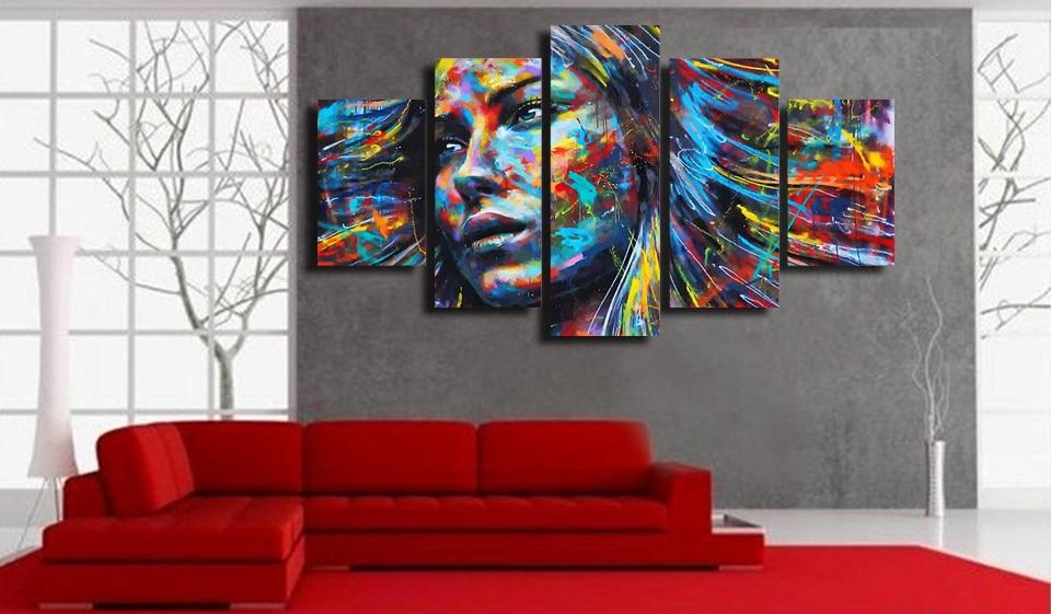figure 01 abstract 5 panel canvas art wall decor 7454