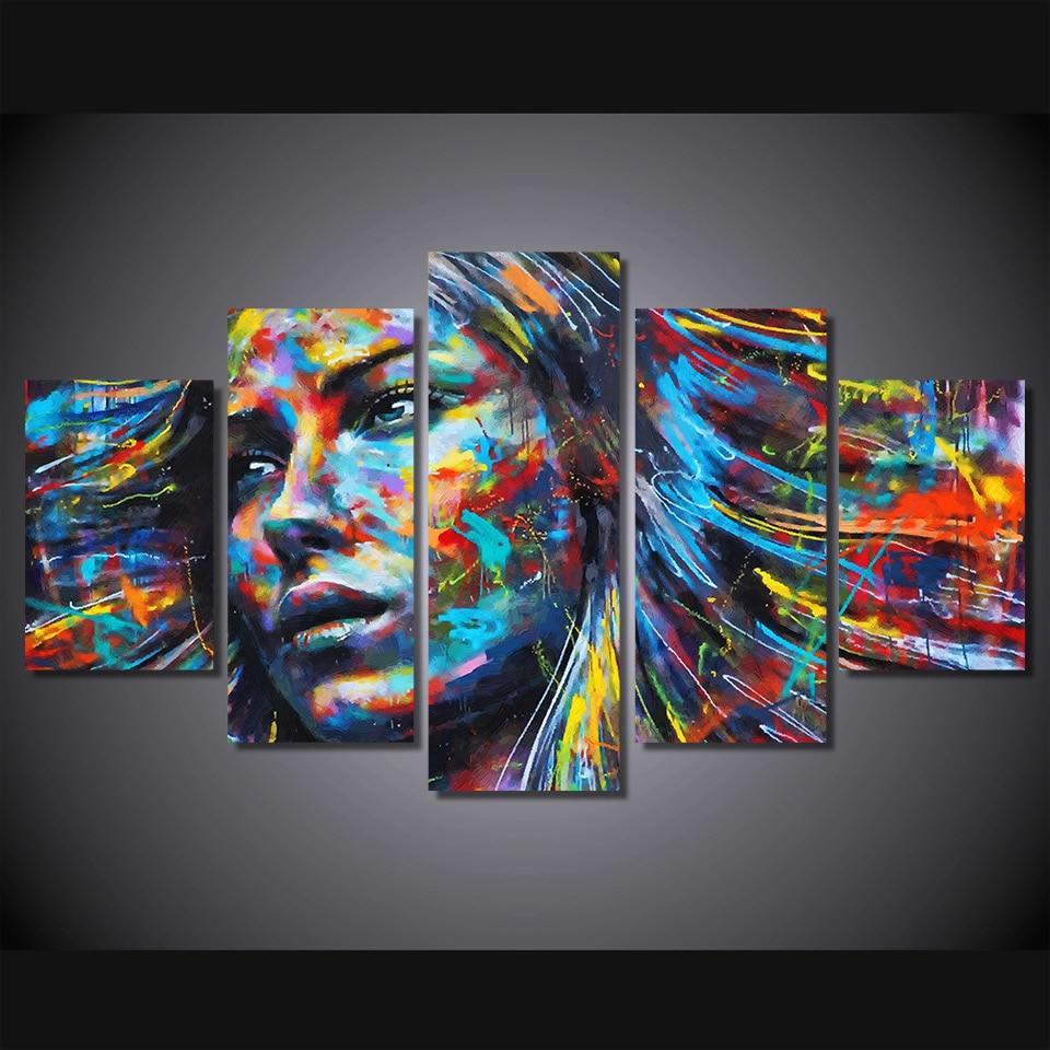 figure 01 abstract 5 panel canvas art wall decor 8764