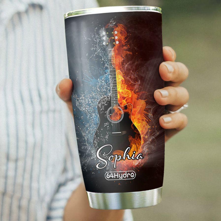 Fire And Water Guitar Personalized Stainless Steel Tumbler fire and water guitar personalized stainless steel tumbler 7256