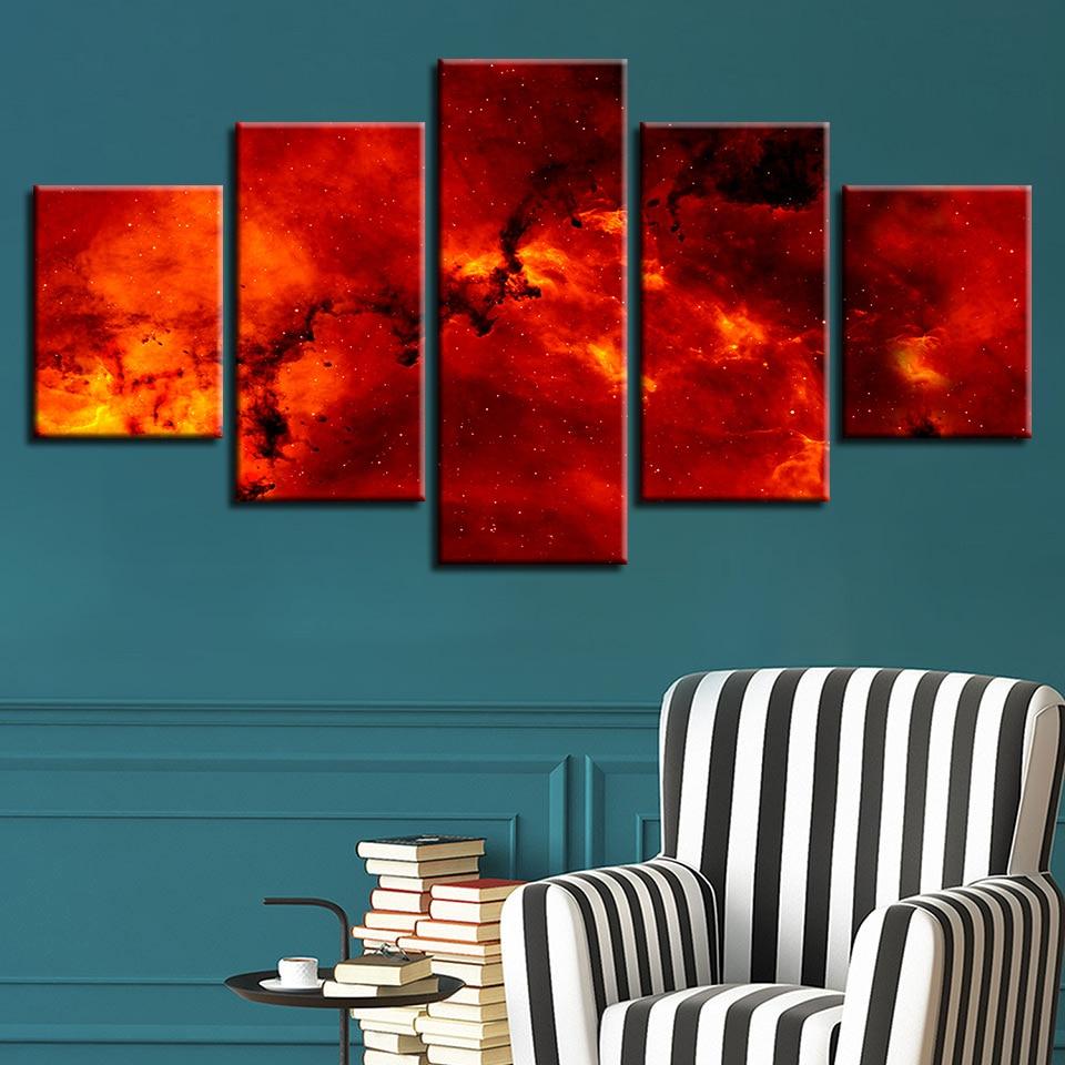fire magma abstract 5 panel canvas art wall decor 2500