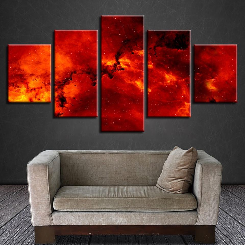 fire magma abstract 5 panel canvas art wall decor 6044