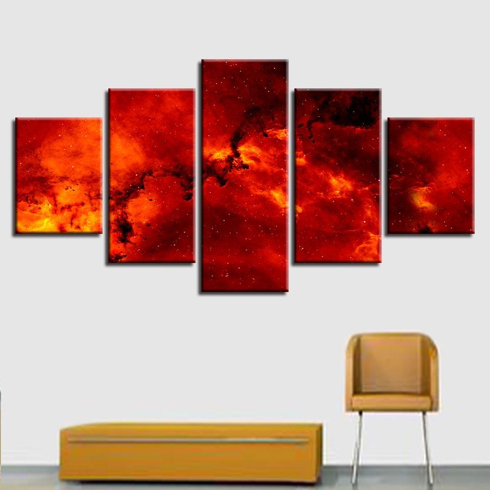fire magma abstract 5 panel canvas art wall decor 6562