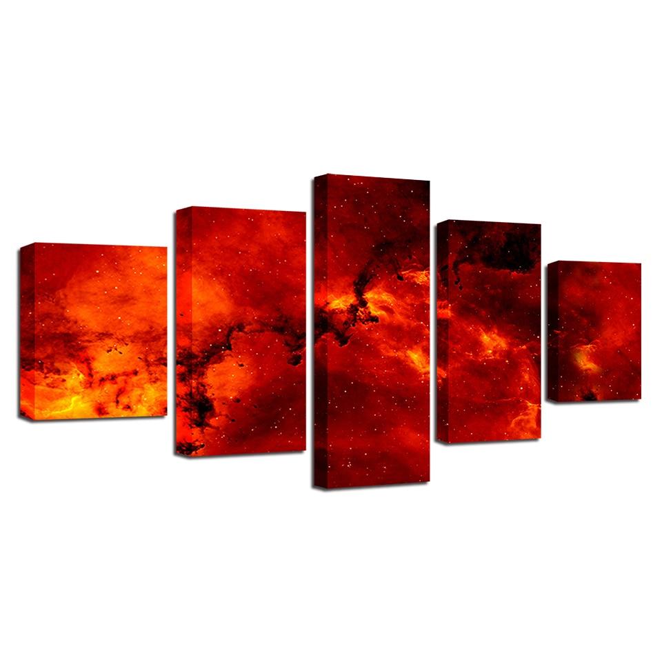 fire magma abstract 5 panel canvas art wall decor 6940