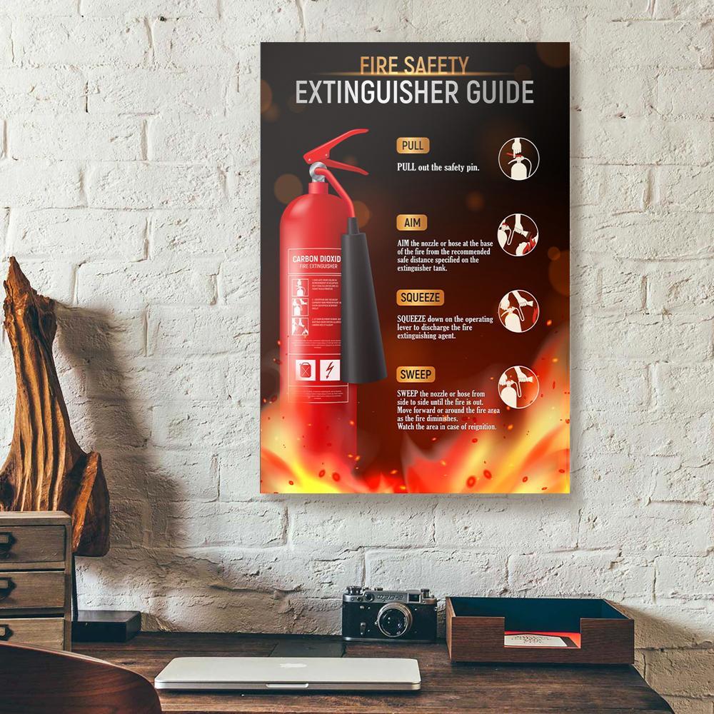 fire safety extinguisher guide firefighter canvas prints wall art decor 4039