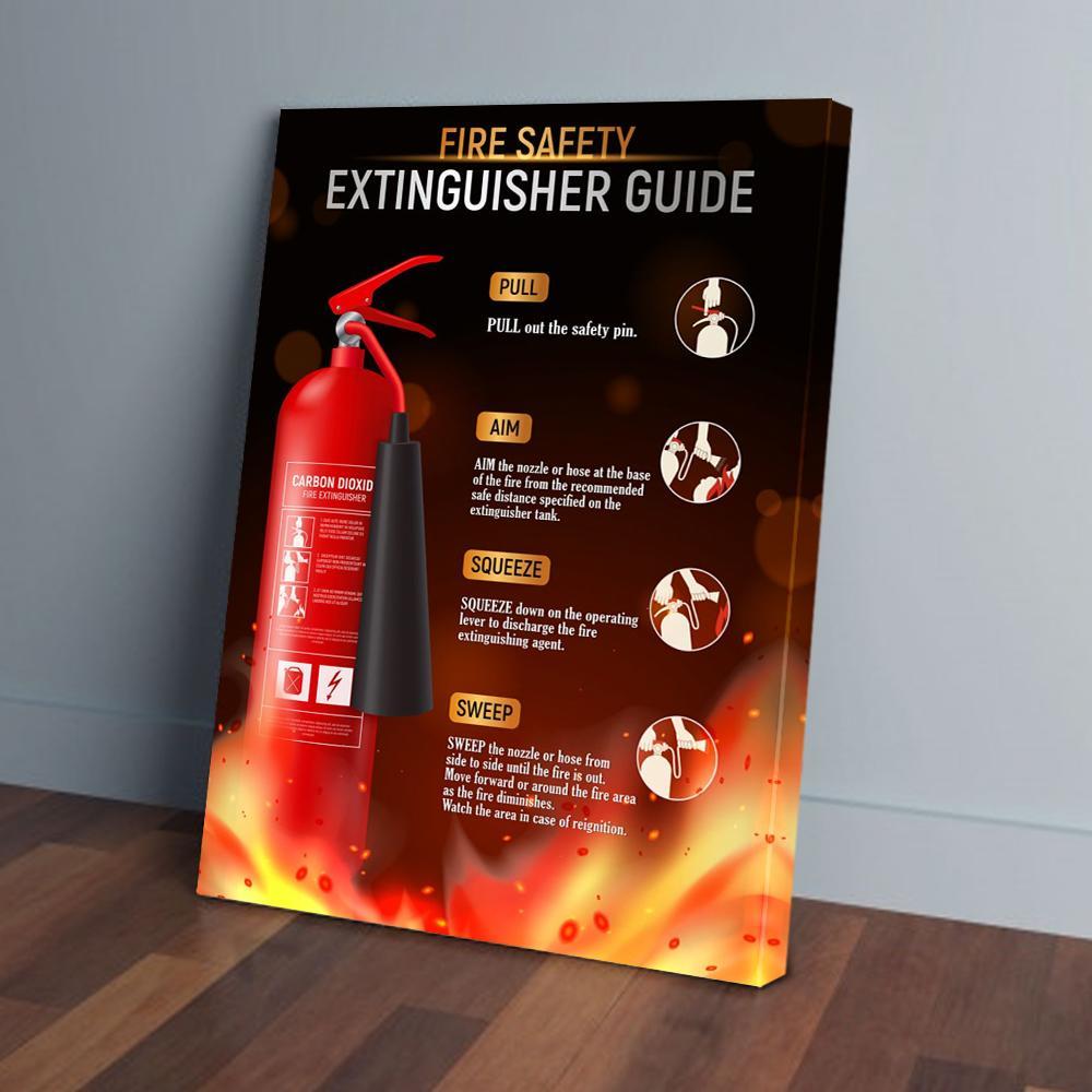 fire safety extinguisher guide firefighter canvas prints wall art decor 8626