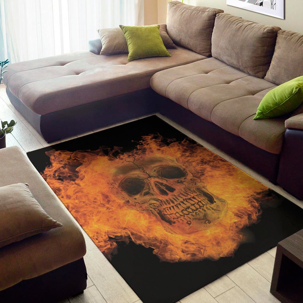 Fire Skull Print Area Rug Floor Decor fire skull print area rug floor decor 6520