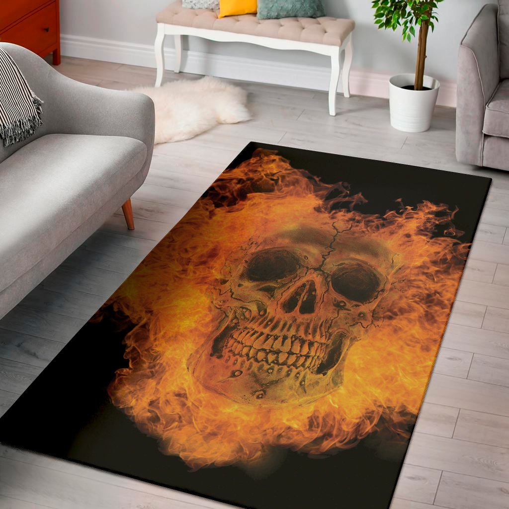 Fire Skull Print Area Rug Floor Decor fire skull print area rug floor decor 7665