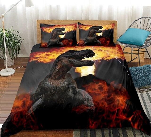 Fire T-rex At Night Duvet Cover Bedding Set fire t