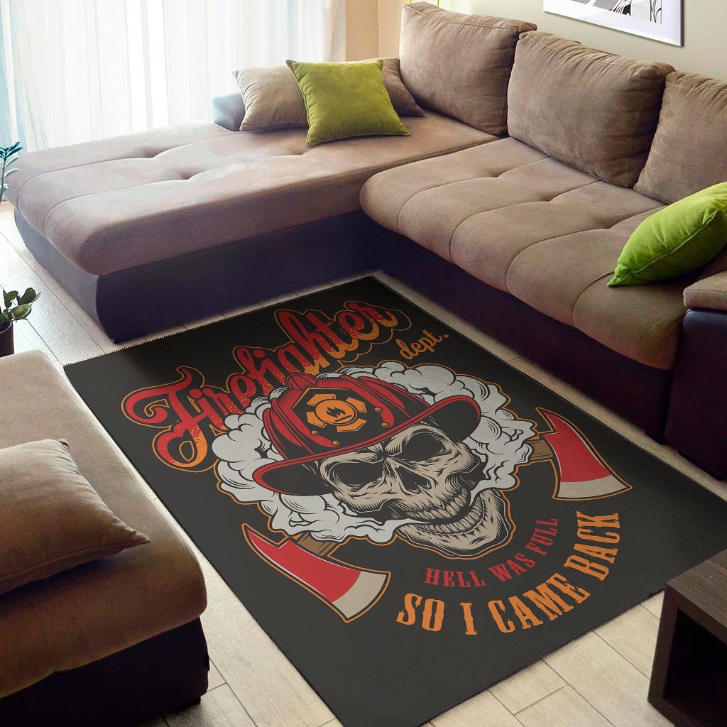 firefighter department skull print area rug floor decor 1831