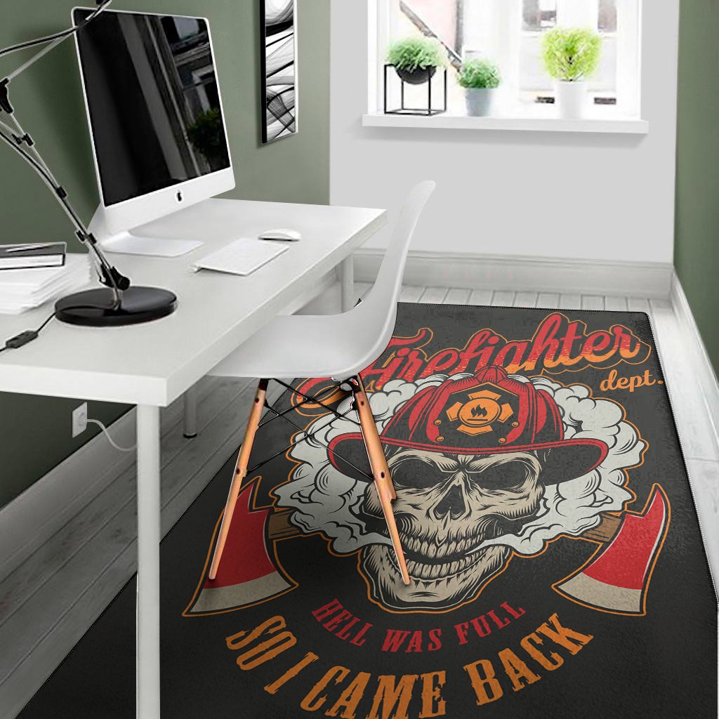 firefighter department skull print area rug floor decor 3867