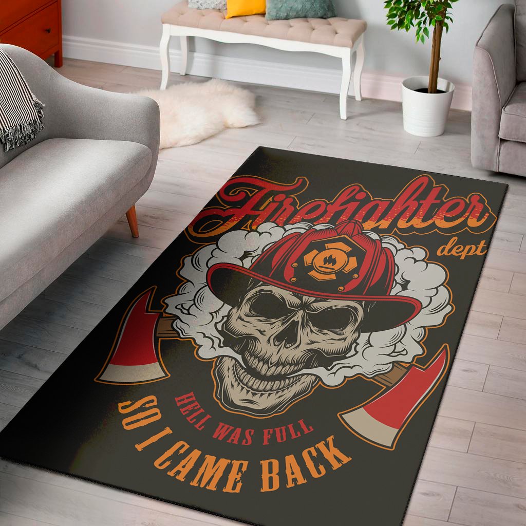 firefighter department skull print area rug floor decor 5406