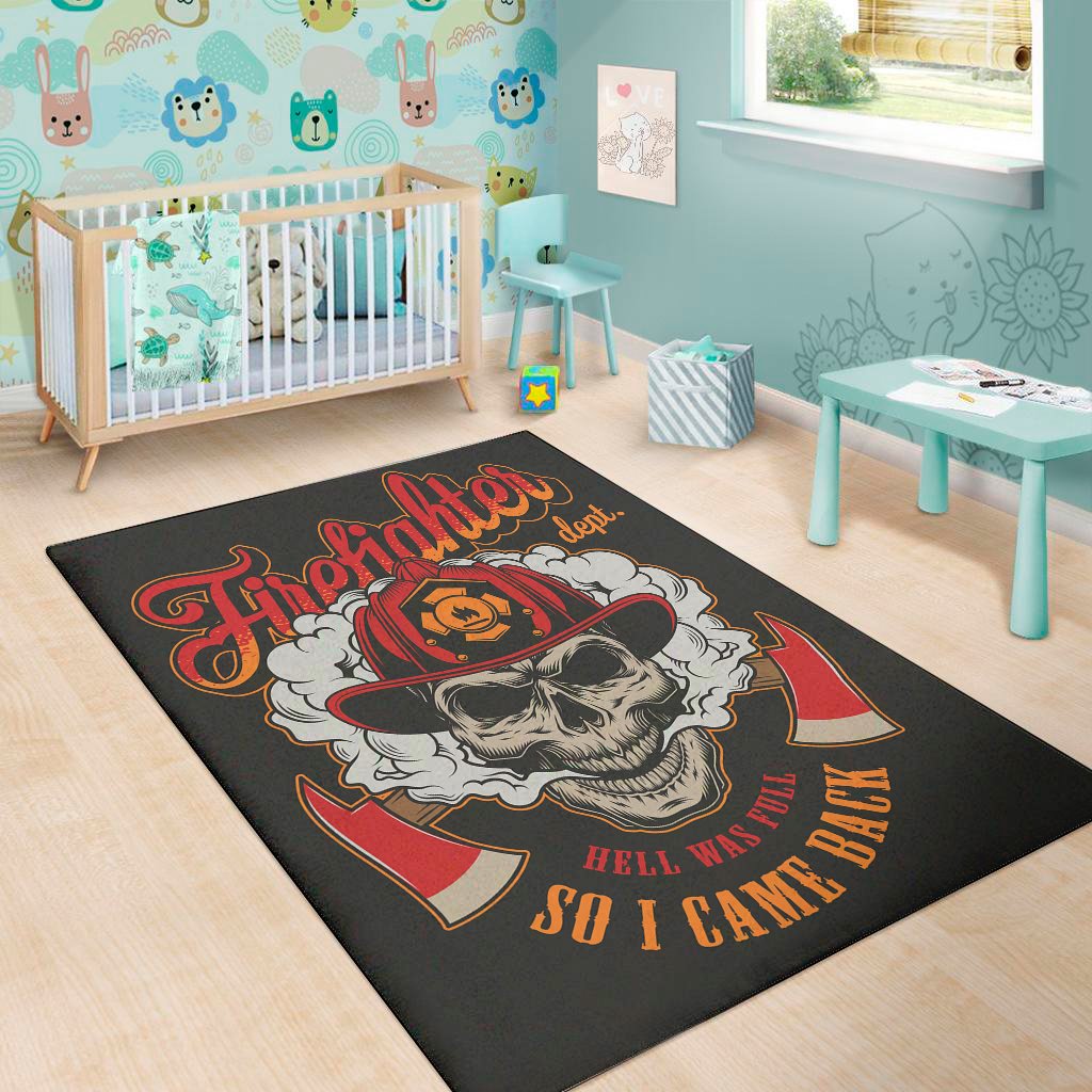 firefighter department skull print area rug floor decor 8979
