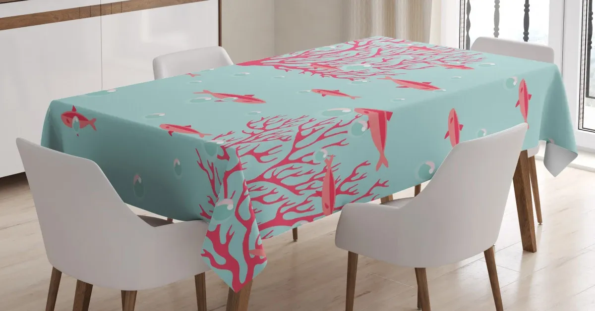 Fishes Coral Reef Aquatic 3D Printed Tablecloth Table Decor fishes coral reef aquatic 3d printed tablecloth table decor 3239