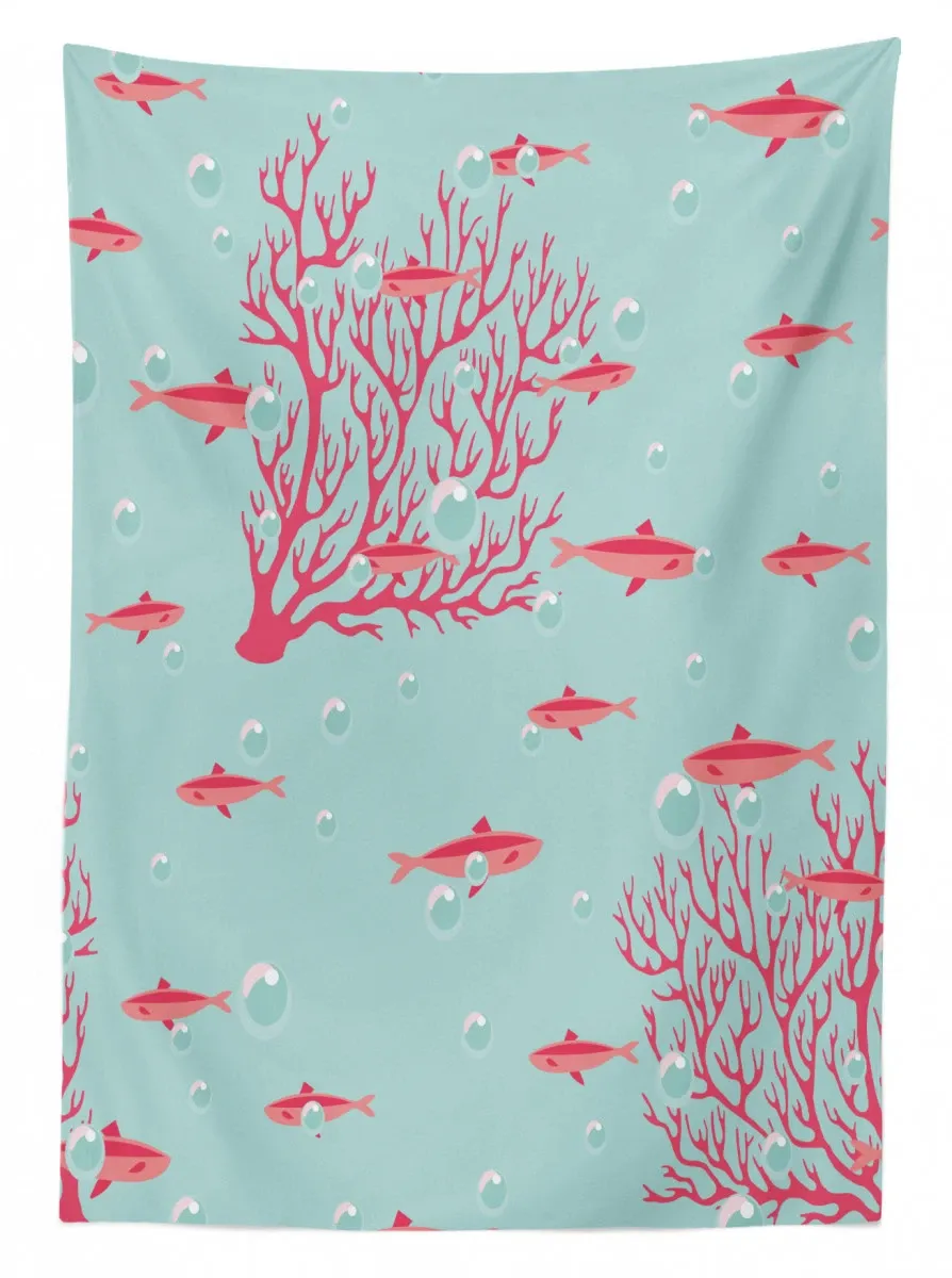 Fishes Coral Reef Aquatic 3D Printed Tablecloth Table Decor fishes coral reef aquatic 3d printed tablecloth table decor 4562