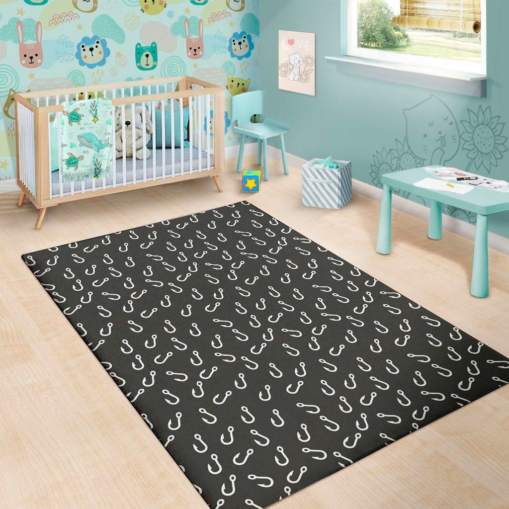 fishing hooks pattern print area rug floor decor 1854