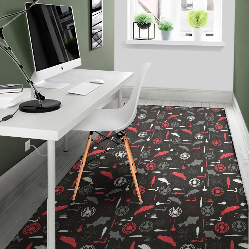 fishing theme pattern print area rug floor decor 6203
