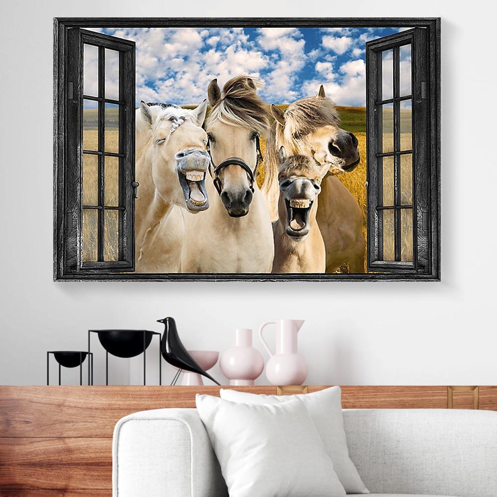 fjord horse window view canvas prints wall art decor 6239