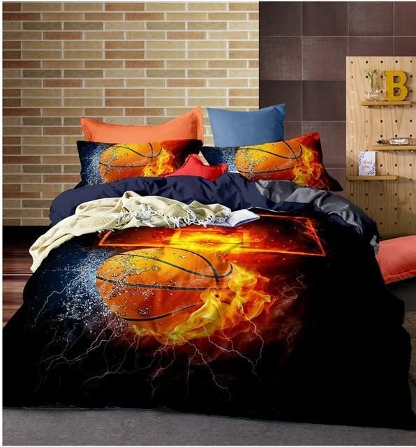 flame and ice basketball bedding set bedroom decor 8148