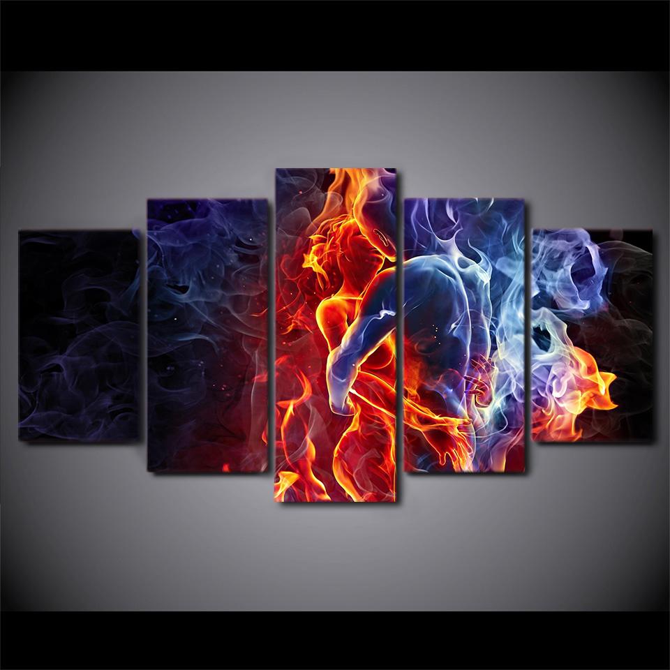 flame figures 1 abstract 5 panel canvas art wall decor 6235