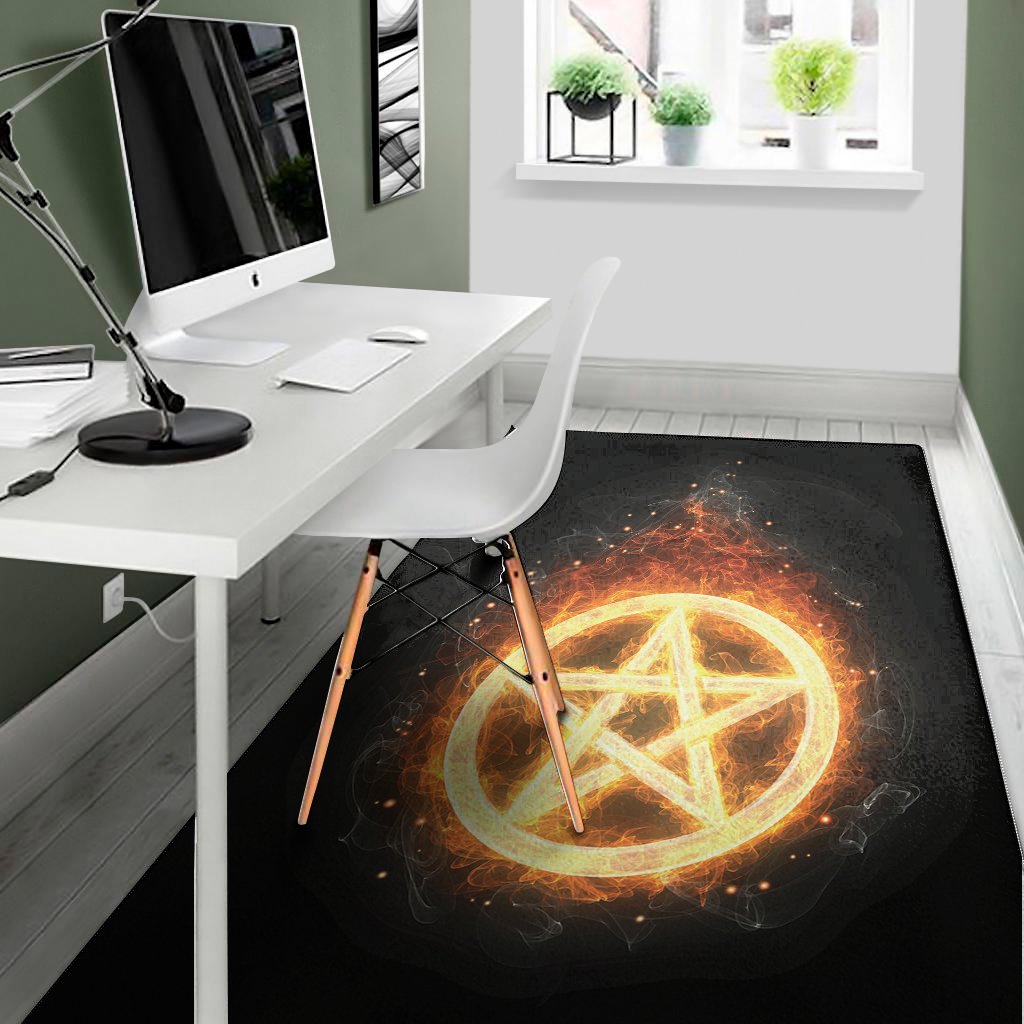 Flame Pentagram Print Area Rug Floor Decor flame pentagram print area rug floor decor 1931