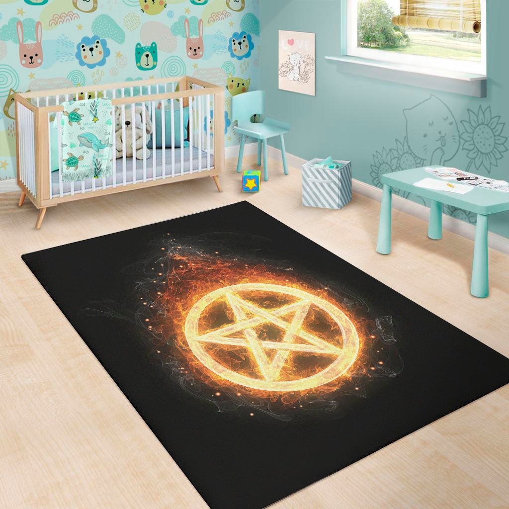 Flame Pentagram Print Area Rug Floor Decor flame pentagram print area rug floor decor 8394