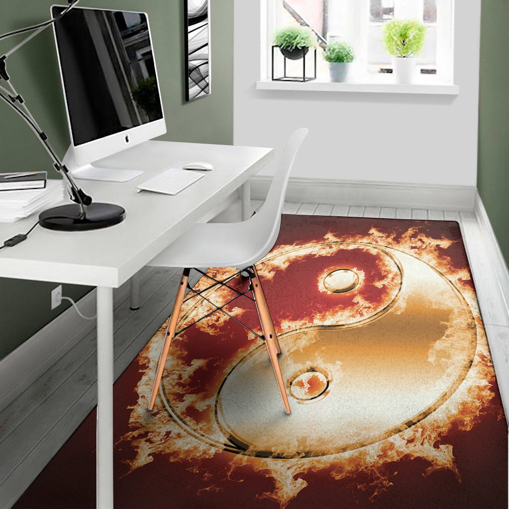Flaming Yin Yang Print Area Rug Floor Decor flaming yin yang print area rug floor decor 5143