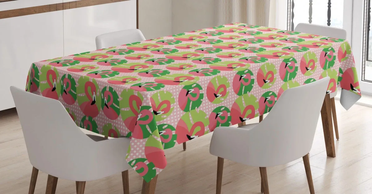 flamingo in childish design 3d printed tablecloth table decor 1595
