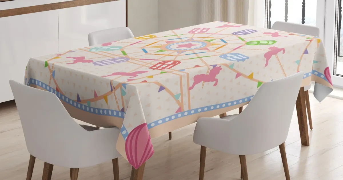 flattened circus 3d printed tablecloth table decor 3663