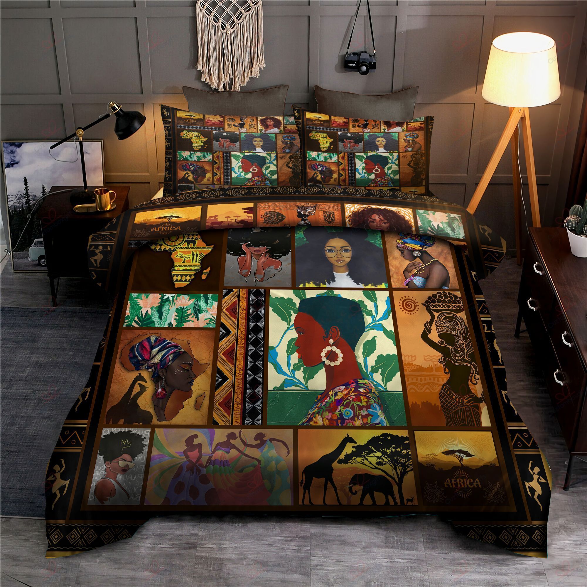 floral africa girl printed bedding set bedroom decor 1530
