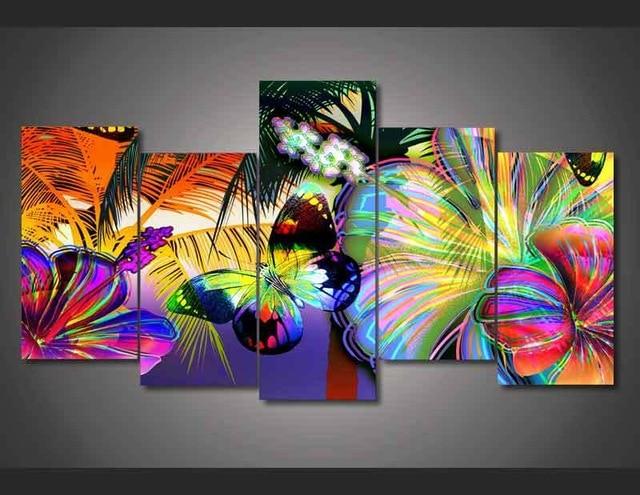 floral butterfly abstract animal 5 panel canvas art wall decor 2254