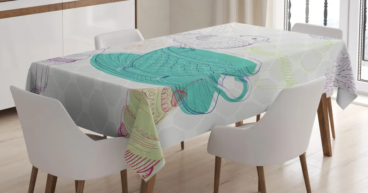 Floral Elements Bird 3D Printed Tablecloth Table Decor floral elements bird 3d printed tablecloth table decor 1108