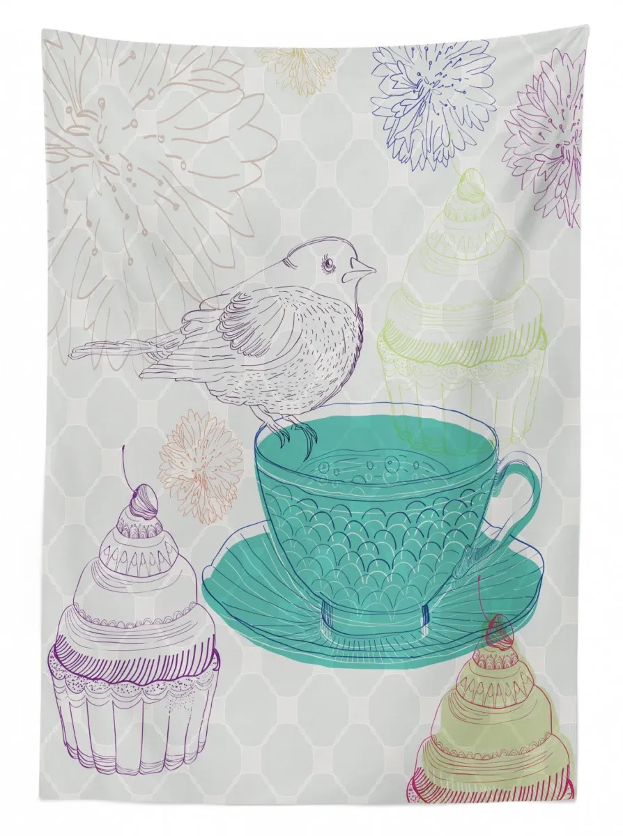 Floral Elements Bird 3D Printed Tablecloth Table Decor floral elements bird 3d printed tablecloth table decor 7366