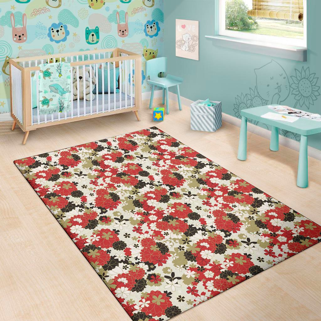 floral kimono pattern print area rug floor decor 6627