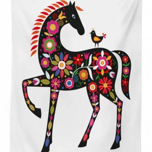 floral ornate horse bird 3d printed tablecloth table decor 4806