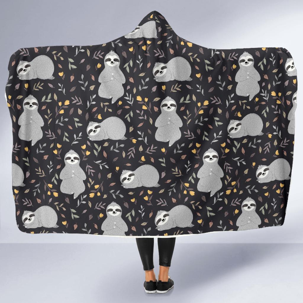 Floral Sloth Print Pattern Hooded Blanket Cloak Blanket floral sloth print pattern hooded blanket cloak blanket 5469