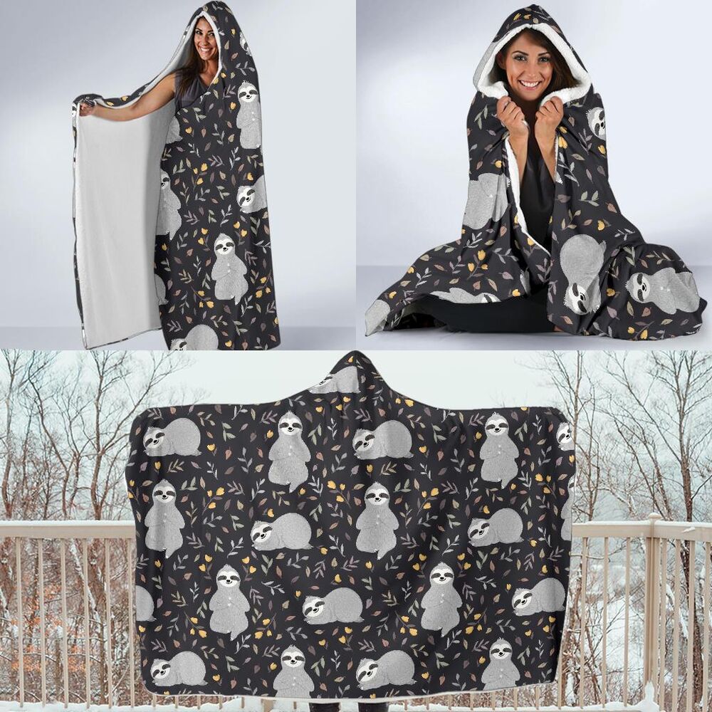 Floral Sloth Print Pattern Hooded Blanket Cloak Blanket floral sloth print pattern hooded blanket cloak blanket 6475