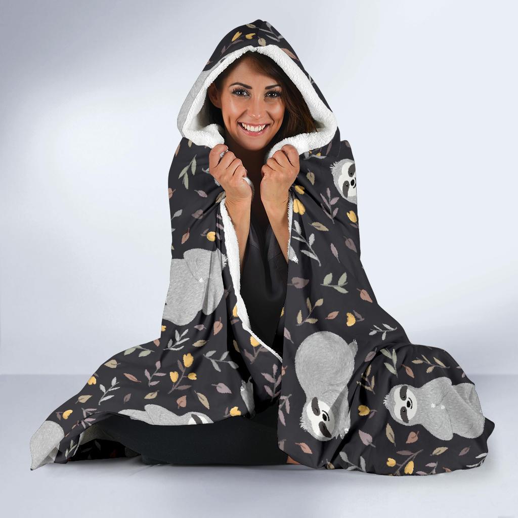 Floral Sloth Print Pattern Hooded Blanket Cloak Blanket floral sloth print pattern hooded blanket cloak blanket 8435