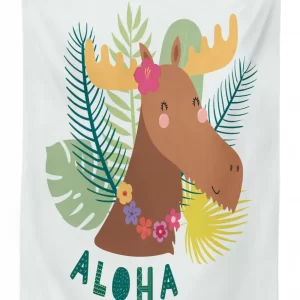 flourish happy moose aloha 3d printed tablecloth table decor 5173