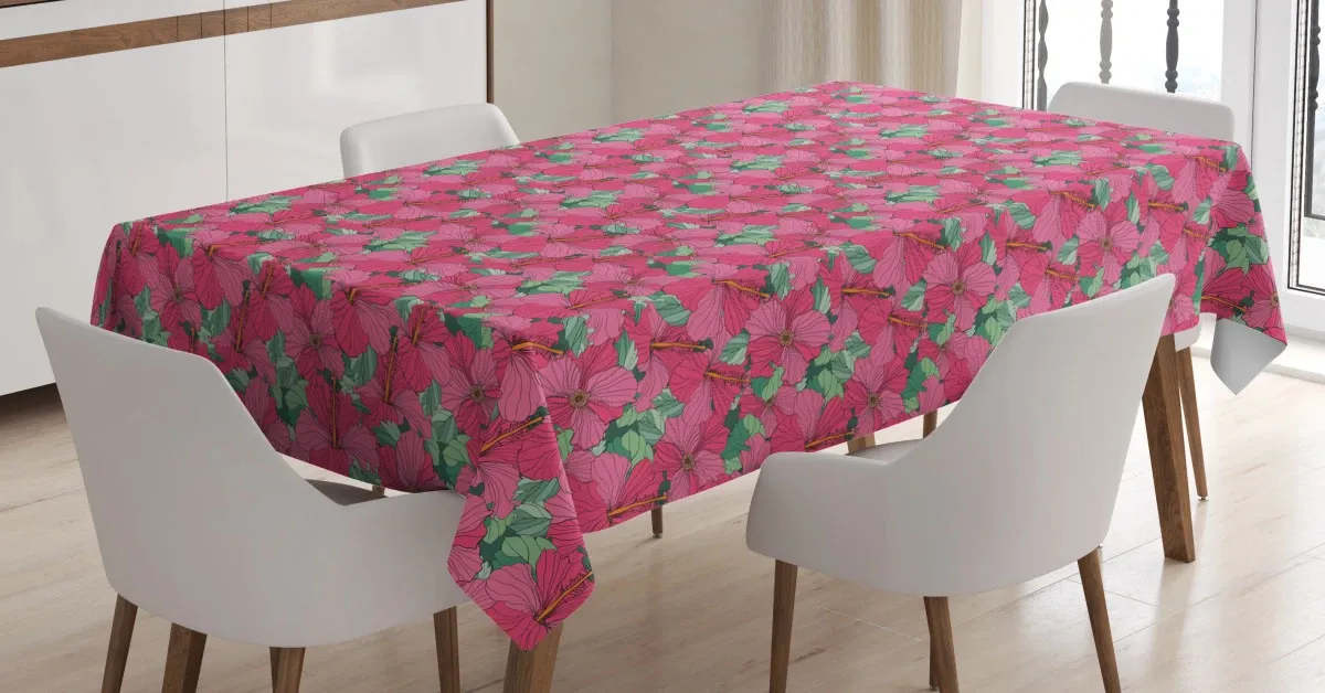 flourishing hibiscus blooms 3d printed tablecloth table decor 8612