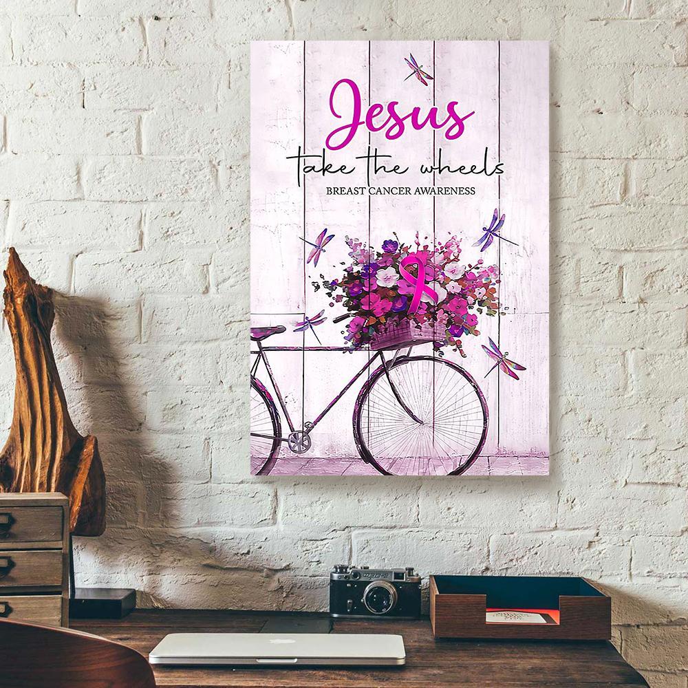 flower bicycle dragonfly breast cancer vertical canvas prints wall art decor 2267