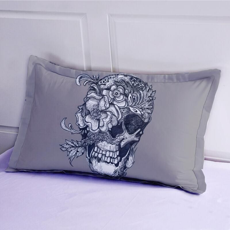 flower cranium skull printed bedding set bedroom decor 8003