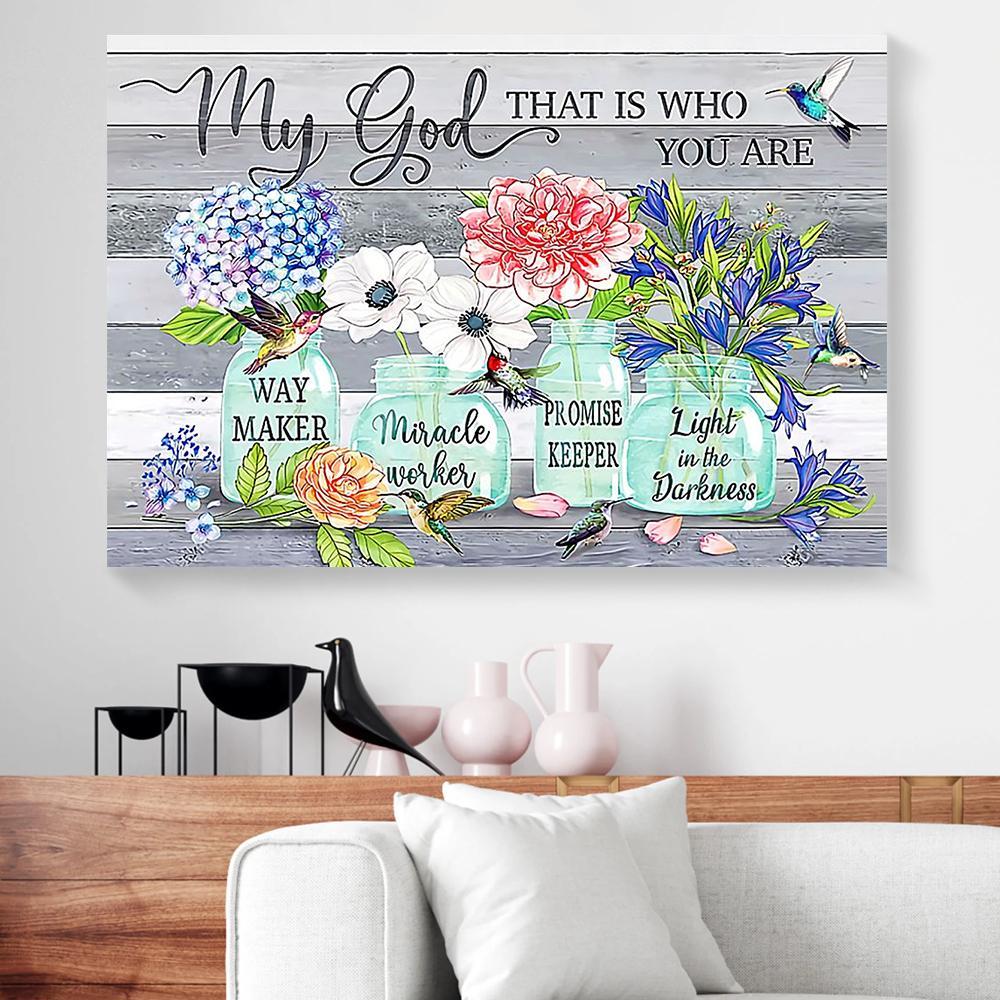 flower hummingbird canvas prints wall art decor 6689