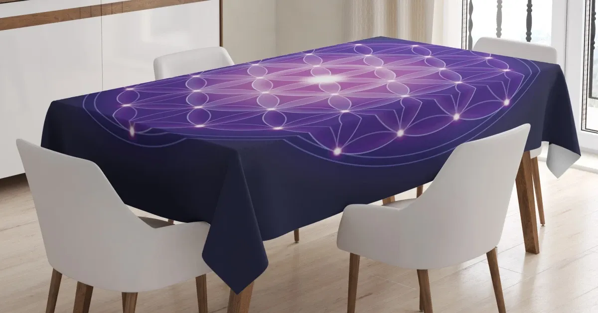 Flower Of Life Stars 3D Printed Tablecloth Table Decor flower of life stars 3d printed tablecloth table decor 5410