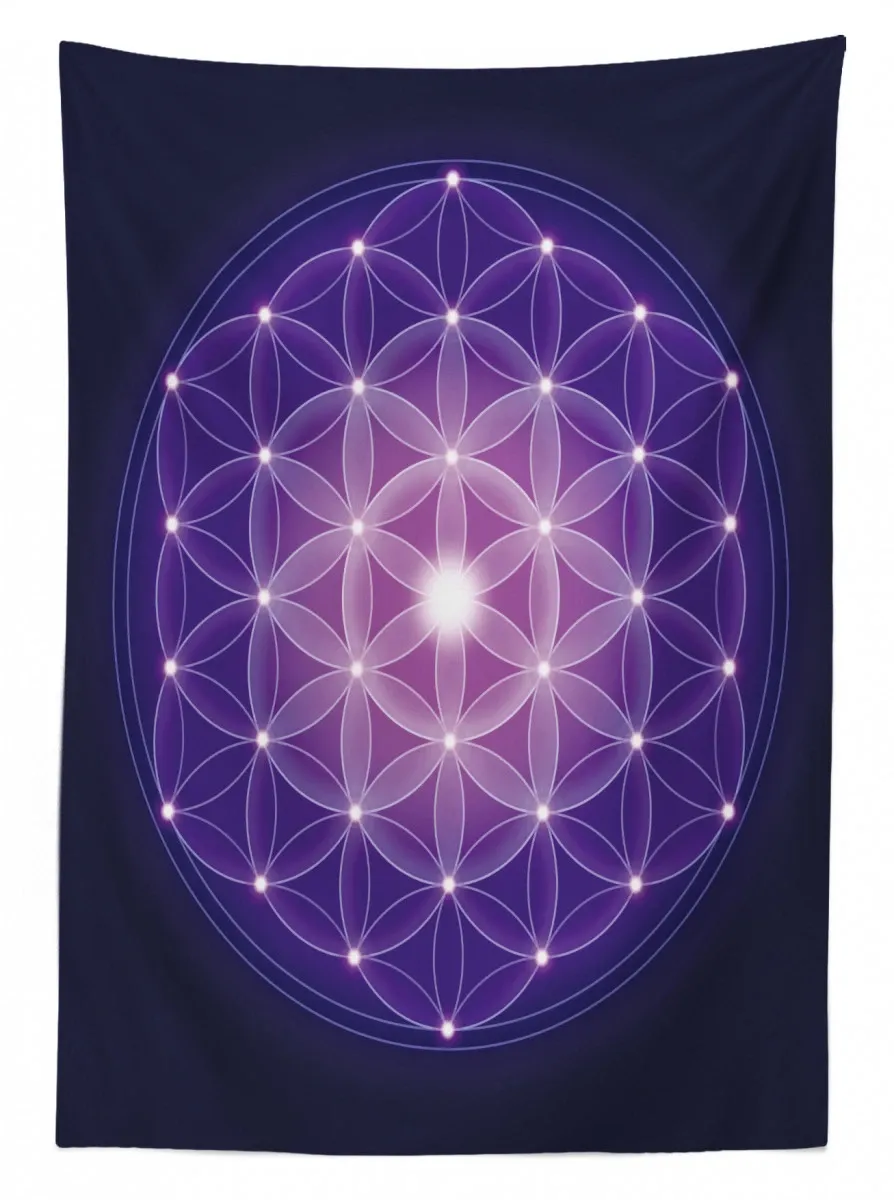 Flower Of Life Stars 3D Printed Tablecloth Table Decor flower of life stars 3d printed tablecloth table decor 5461