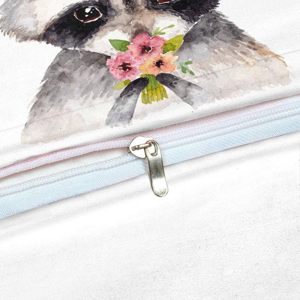 flower raccoon with bouquet of flower duvet cover bedding set 5069