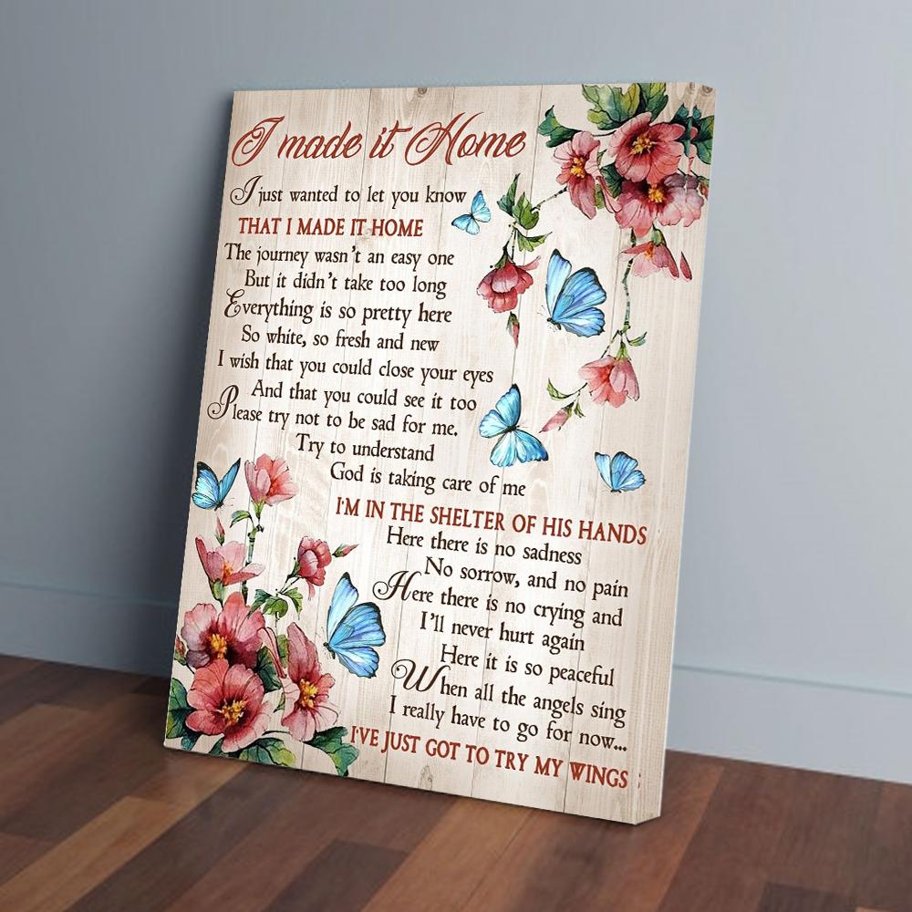 flowers blue butterfly canvas prints wall art decor 7057